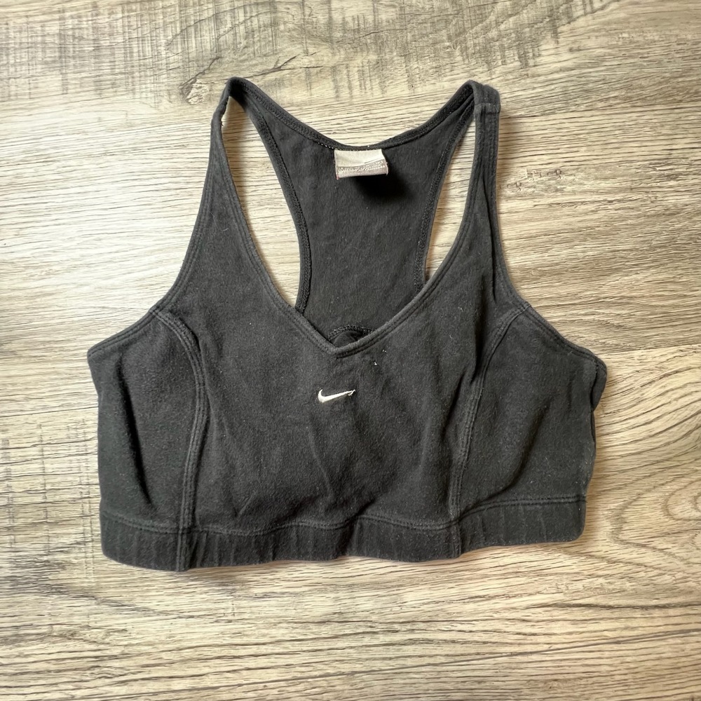 Nike Sports Bra Womens Medium Black Racerback‎ Mesh Back Activewear Swoosh Logo